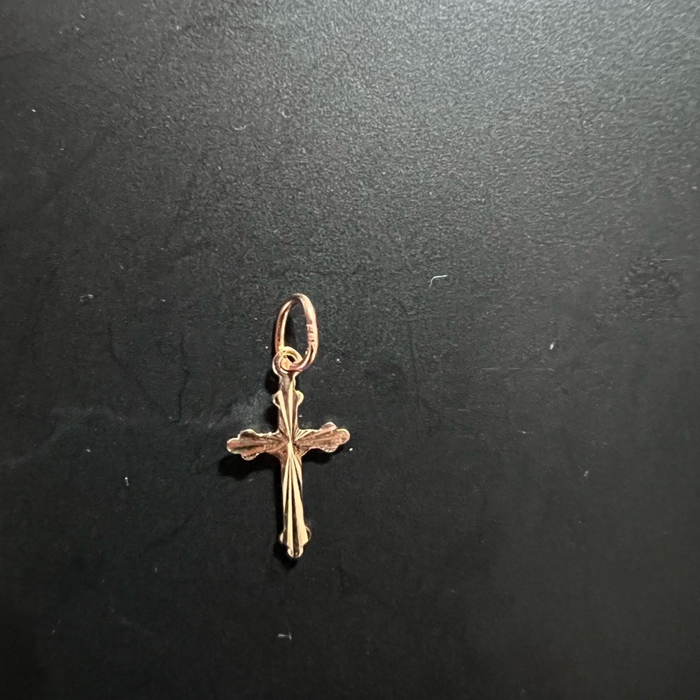 14K ROSE GOLD CROSS, NEW